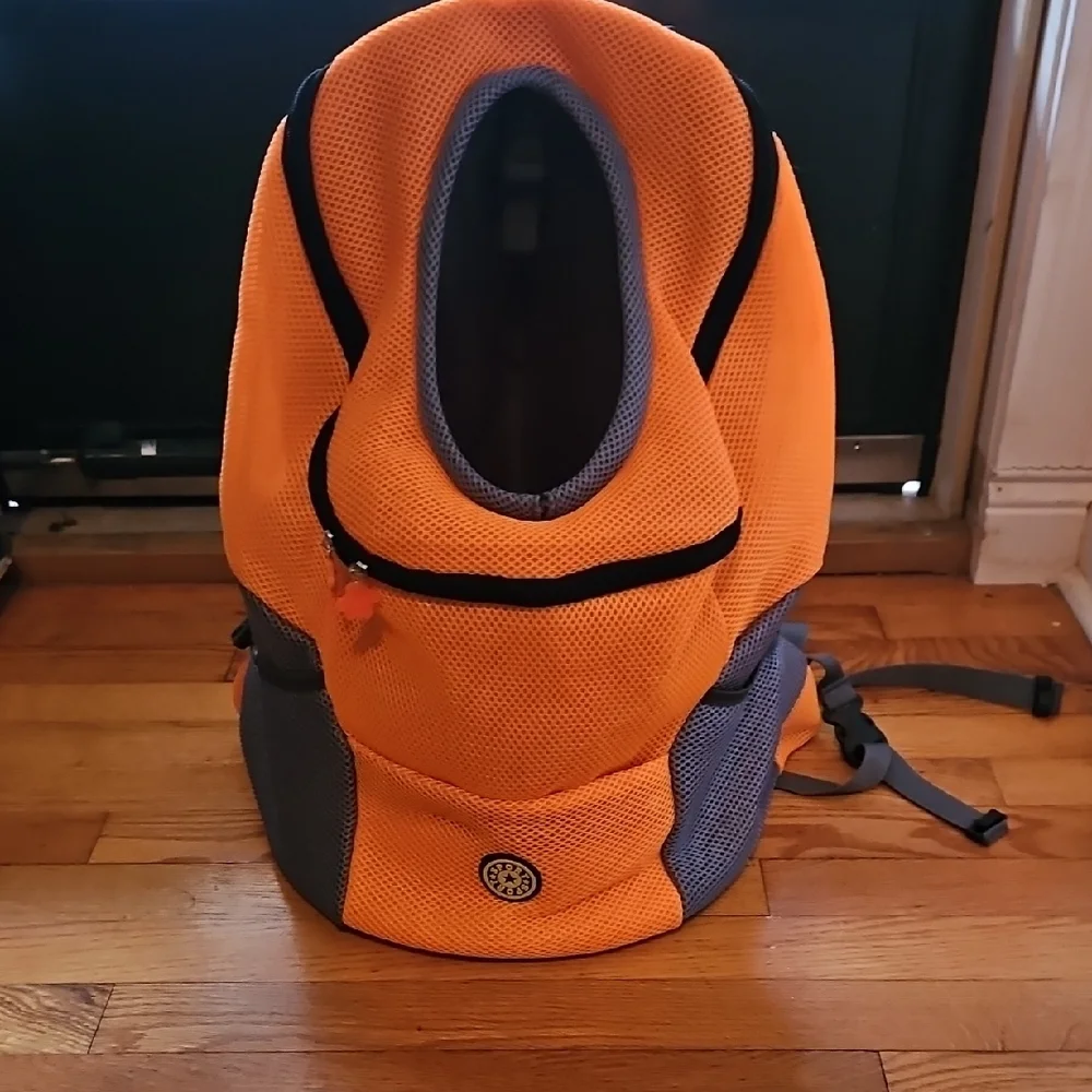 Orange and Gray Backpack Pet Carrier